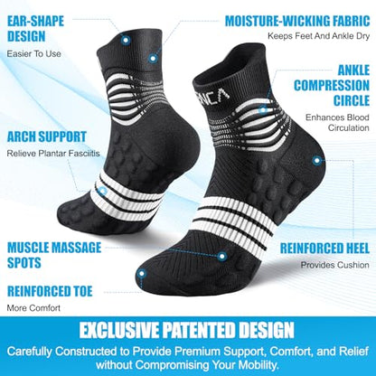 NEENCA Professional Compression Socks for Women Men Circulation, 20-30 mmHg - color: Black White, size: Small