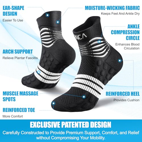 NEENCA Professional Compression Socks for Women Men Circulation, 20-30 mmHg - color: Black White, size: Large