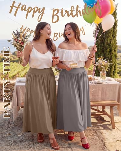 3 Pack Women's Plus Size Maxi Skirts - color: Black, Light Gray, Coffee, size: 3X-Large