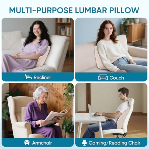 Lumbar Support Pillow for Recliner and Couch, Ergonomic Back Support Pillow - color: Beige