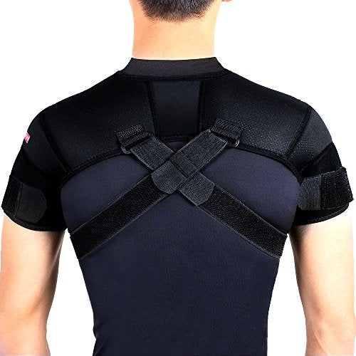 Kuangmi Double Shoulder Support Brace Strap Wrap Neoprene Protector,XL - size: X-Large
