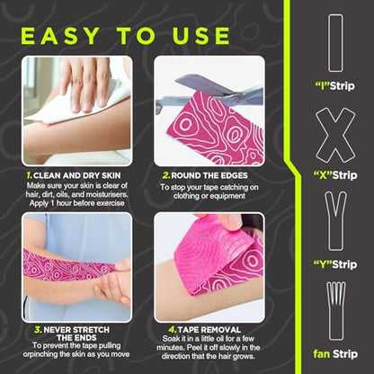 OK TAPE PRO Kinesiology Tape Uncut Roll Bulk, Elastic Physical Therapy Tape - color: Black B, size: 4 pack