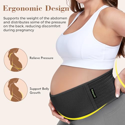 ChongErfei Pregnancy Belly Band Maternity Belt Back Support - color: Black, size: Plus Size