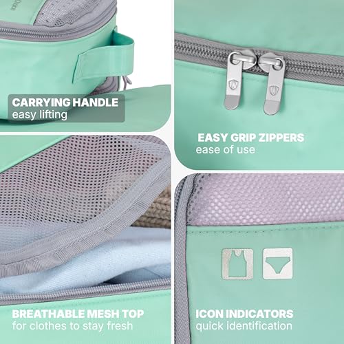 Traveler's Choice Cloverland Packing Cubes, 5-Piece Set, Mint - color: Mint