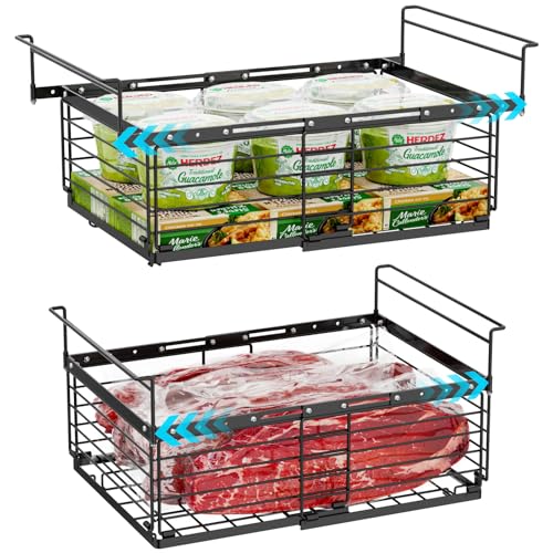 iSPECLE Freezer Organizer Bins - Adjustable Fits Chest Freezers 10-20 Cu Ft - style: 2-Pack Black