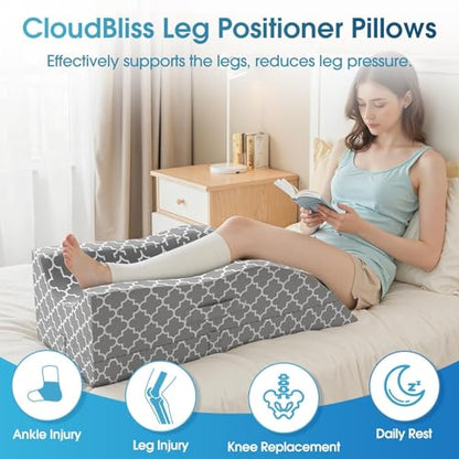 CloudBliss Leg Elevation Pillows for After Surgery, Wedge Pillow, Grey - size: Single Leg