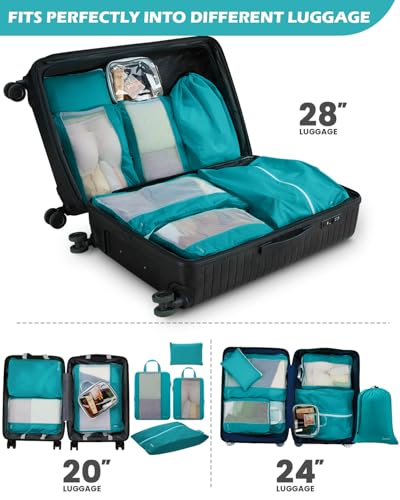 Gonex Compression Packing Cubes for Travel, Mesh Bags Luggage Organizers