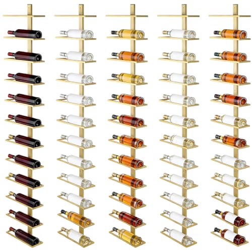 5-Pack 59inch Bar Liquor Bottle Display Shelf Holds 60 Bottles Wall Mount Wine Rack Wine Storage Organizer Display Holder for Kitchen Home Bar Cafe