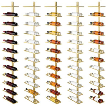 5-Pack 59inch Bar Liquor Bottle Display Shelf Holds 60 Bottles Wall Mount Wine Rack Wine Storage Organizer Display Holder for Kitchen Home Bar Cafe
