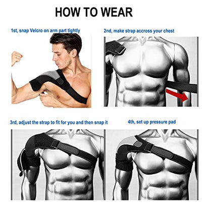 Shoulder Stability Brace Adjustable Shoulder Support with Pressure Pad, Light Breathable Neoprene Rotator Cuff Shoulder Support for Sport, Dislocated AC Joint, Labrum Tear, Shoulder Pain