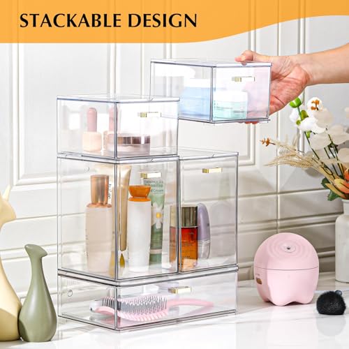LALOBLUE Stackable Clear Acrylic Drawer Baby Bottle Makeup Organizer - size: 2 Middle+2 Big+1 Long