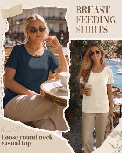 Ficerd 4 Pack Women's Maternity Nursing Shirts - color: Dark Blue, Beige, Brown, Black, size: Small