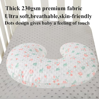 Dot Nursing Pillow Cover Set 2 Pack Compatible with Boppy Pillow - color: Pink & Floral