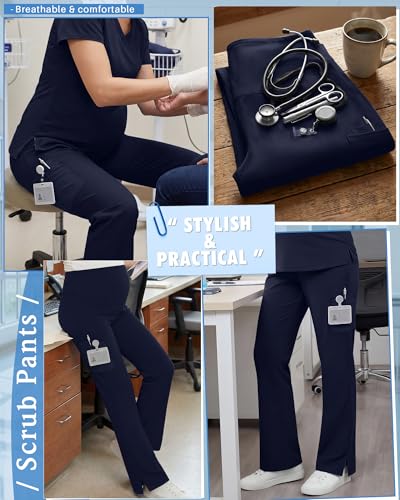 Women's Maternity Scrub Pants - color: Navy Blue, size: Medium