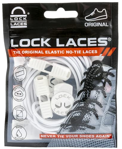 Lock Laces Elastic No Tie Shoelaces for Kids & Adults, One Size Fits All - color: Solid White