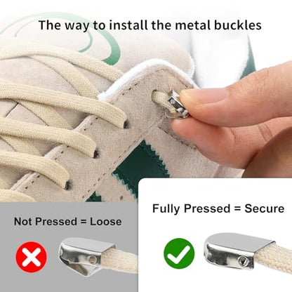 Stepace 2 Pairs Flat Elastic No Tie Shoe Laces for Kids and Adults Sneakers - color: White