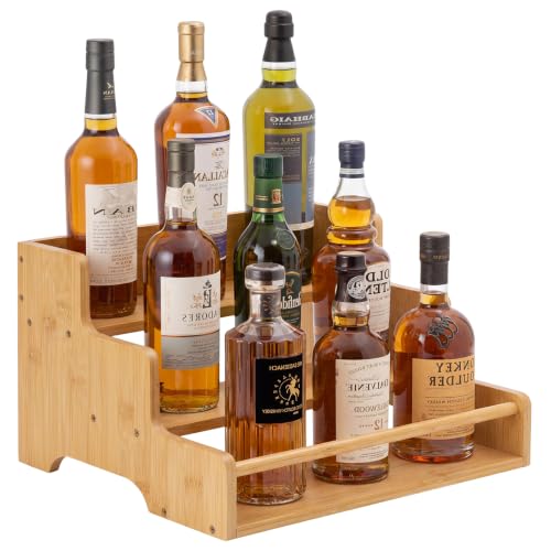 Mufico Bamboo Tabletop Wine Racks with Handles & Guardrail, Bamboo - color: Bamboo