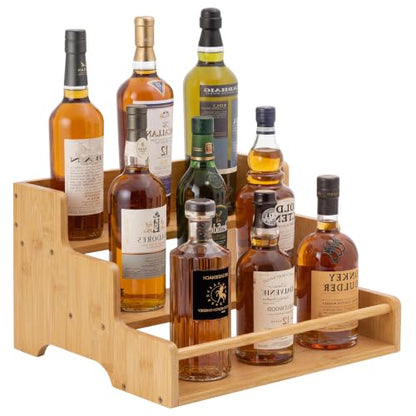 Mufico Bamboo Tabletop Wine Racks with Handles & Guardrail, Bamboo - color: Bamboo