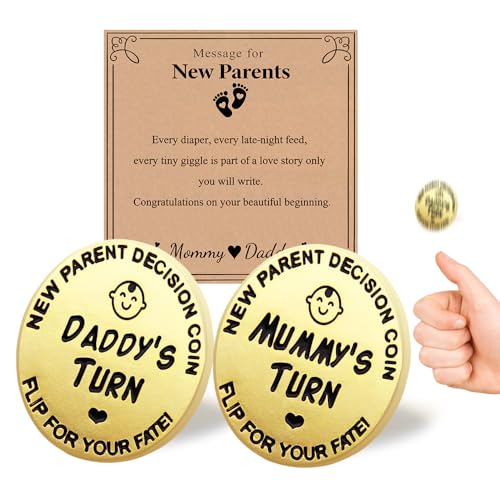 Lovely Double-Sided New Parents Funny Decision Coin with Blessing Card - color: Stylec-gold