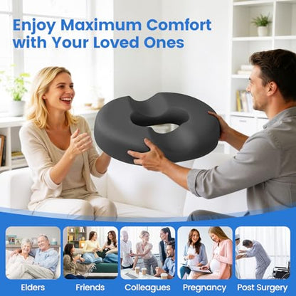 Donut Pillow Cooling Gel Memory Foam Cushion, XL, Grey - color: Gray, size: Large