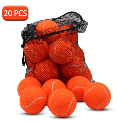 SHYUJAJIE Tennis Ball,20 Pack Practice Balls Bulk,Dog Balls with Mesh Bag - color: Orange