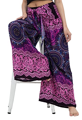 B BANGKOK PANTS Women's Boho Palazzo Pants - color: Bohorose Pink, size: One Size