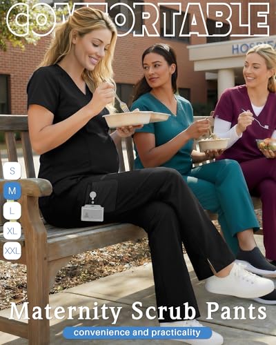 Women's Maternity Scrub Pants - color: Black, size: Small