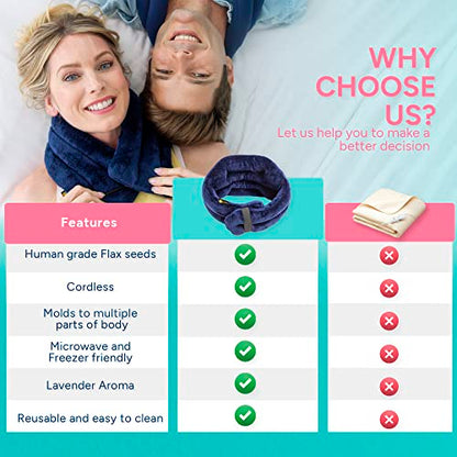 SunnyBay Lavender Hands-Free Heating Pad, Neck and Shoulder, 26x7 inch - color: Midnight Blue