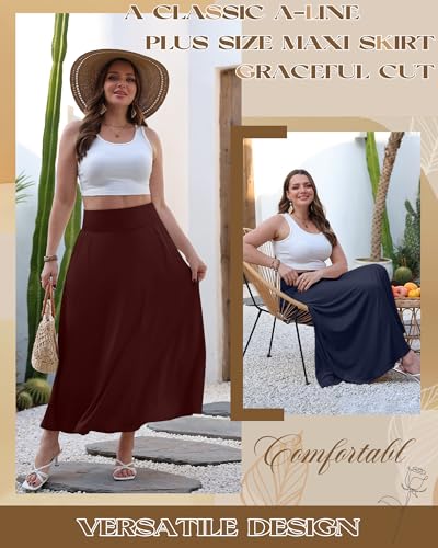 3 Pack Women's Plus Size Maxi Skirts - color: Black, Navy Blue, Burgundy, size: 4X-Large