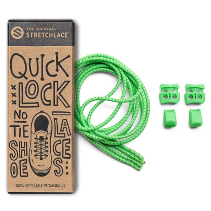 THE ORIGINAL STRETCHLACE Quick Lock No Tie Elastic Shoelaces for Running - color: Green