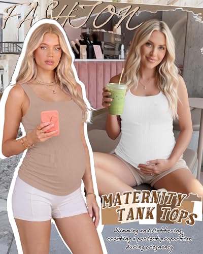4 Pack Maternity Ribbed Tank Tops - color: Khaki, White, Light Gray, Black, size: Large