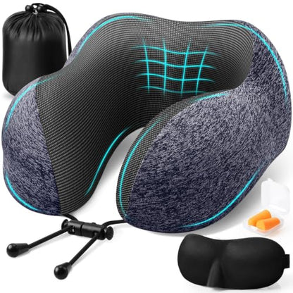 ExploreBliss Travel Pillow, Neck Pillow Airplane, Mottled Blue - color: Mottled Blue