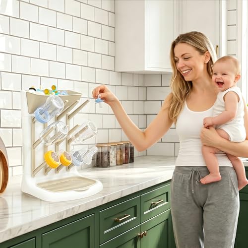 GoMaihe Baby Bottle Drying Rack: Space Saving Vertical Bottle Dryer Holder - color: Gray, size: Upgraded