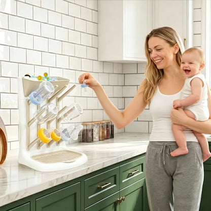 GoMaihe Baby Bottle Drying Rack: Space Saving Vertical Bottle Dryer Holder - color: Gray, size: Upgraded