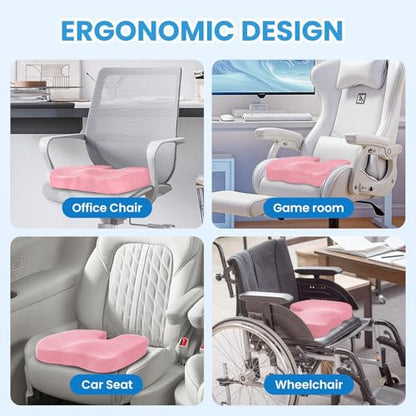 TushGuard Seat Cushion, Memory Foam Office Chair Cushion - Pink, Large - color: Pink, size: Large