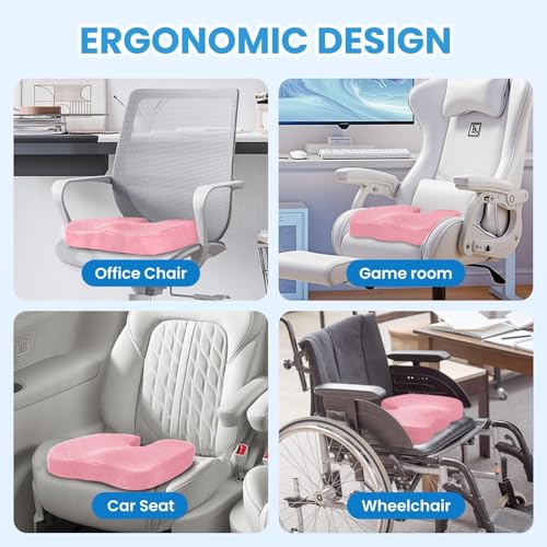 TushGuard Seat Cushion, Memory Foam Office Chair Cushion - Pink, X-Large - color: Pink, size: X-Large