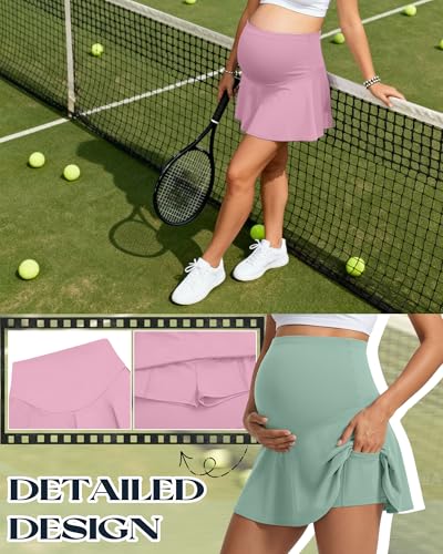 3 Pack Maternity Skirts Tennis Skorts - color: Light Pink, Light Green, Purple, size: Large