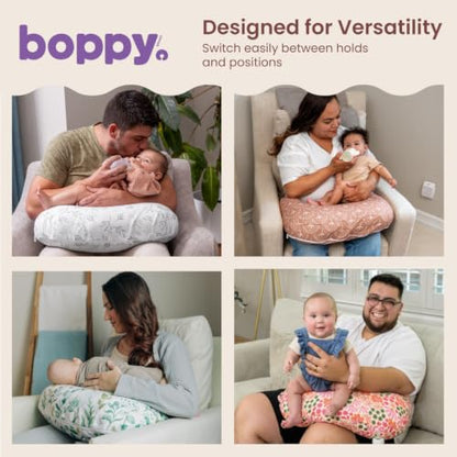 Boppy Nursing Pillow, Safe Ergonomic Breastfeeding & Baby Feeding Support - color: Gray Gentle Leaves