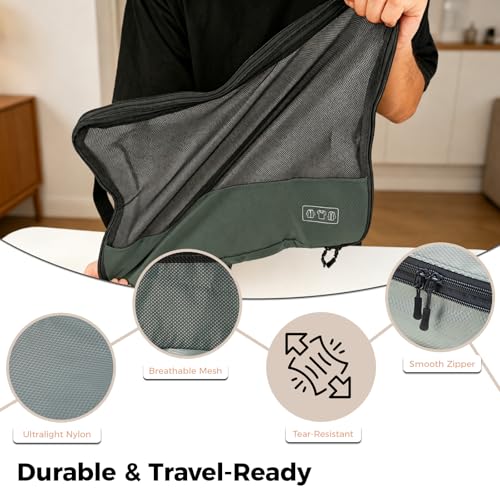 8-Piece Compression Packing Cubes for Travel, Organize Travel Essentials - color: Avocado Green-8 Set