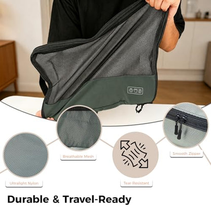 8-Piece Compression Packing Cubes for Travel, Organize Travel Essentials - color: Avocado Green-8 Set