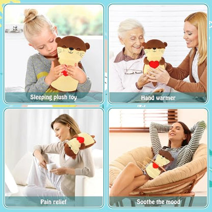 Otter with Heart Microwavable Heating Pad for Period Cramps Pain Relief - style: Otter hold heart