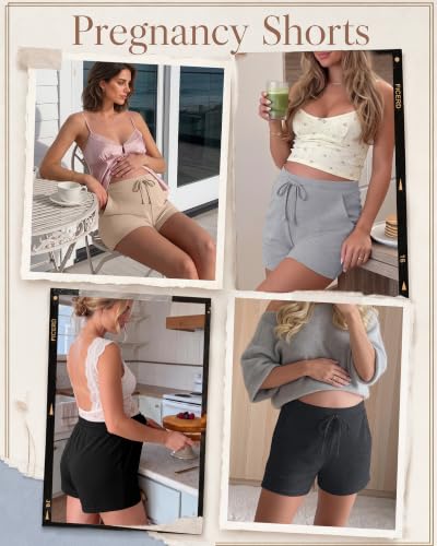 Ficerd 4 Pack Women's Maternity Athletic Shorts - color: Apricot, Gray, Mixed Black, Black, size: Medium