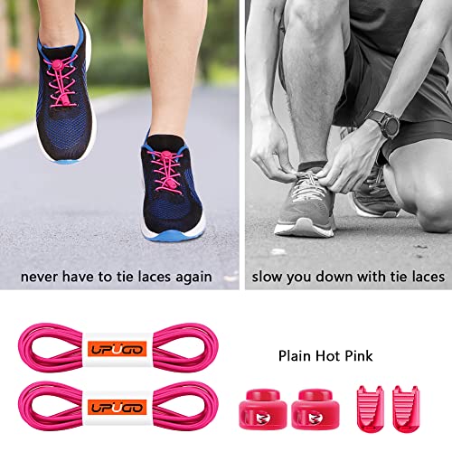 UpUGo Elastic Shoe Laces, No Tie Shoe Laces for All Ages, One Size Fit All - color: Plain Hot Pink, size: 1 pair