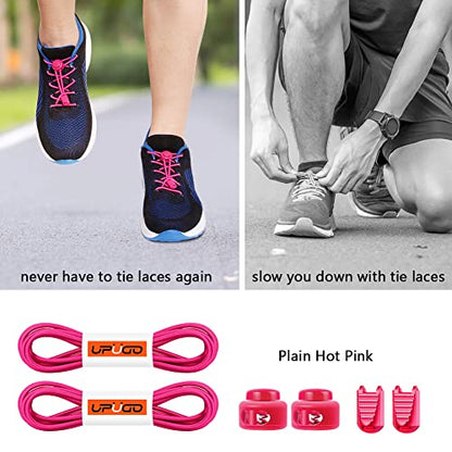 UpUGo Elastic Shoe Laces, No Tie Shoe Laces for All Ages, One Size Fit All - color: Plain Hot Pink, size: 1 pair