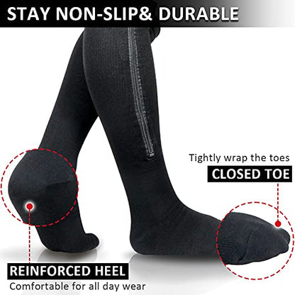 Ailaka Medical 15-20 mmHg Zipper Compression Socks Women Men - color: Black, size: Large/X-Large (1 Pair)