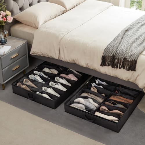 Lifewit Under Bed Shoe Storage Organizer, 2 Pack(16 Shoes Cells) - size: 16 Shoes Cells