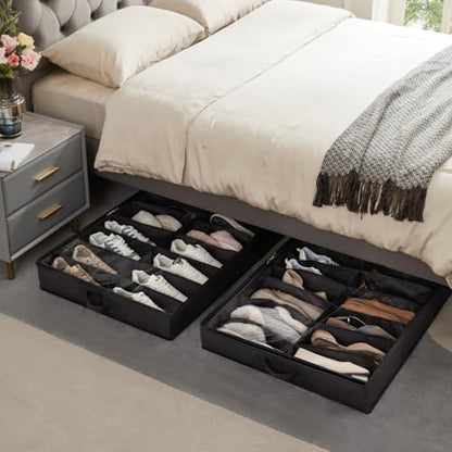 Lifewit Under Bed Shoe Storage Organizer, 2 Pack(16 Shoes Cells) - size: 16 Shoes Cells