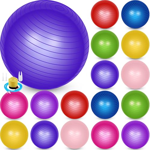 Leyndo 16 Pcs 26 Inch Yoga Exercise Ball Bulk with Pump - color: Multicolor