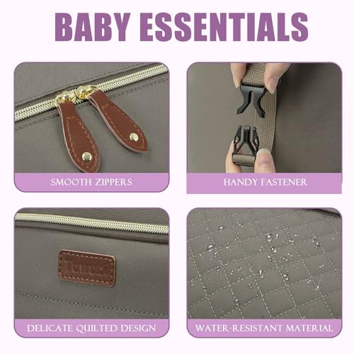 Tuwubi Diaper Bag Tote,Baby Diaper Bag with Pacifier Case - color: Khaki, size: Large
