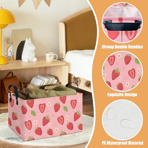 Rectangular Collapsible Storage Basket Toy Organizer Flower Strawberry - color: Rec Flower Strawberry